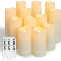 Ulanox LED Candles Battery Operated Flickering Flameless Candles, Set of 12 Electric Candles with Timer Function and Remote Control for Christmas, Halloween (D: 2.2 inches x H: 4 inches 5 inches 6