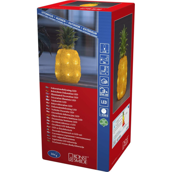 Konstsmide Acrylic Pineapple, 16 Warm White Diodes, 24 External Transformer (IP44) 6277-103 Transparent