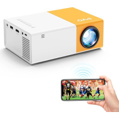 PVO Mini Projector, WiFi Projector, Portable Film Projector, Phone Screen Can Be Mirrored Wirelessly or via Data Cable to the Projector, Compatible with Smartphone/Tablet/Laptop/TV Stick