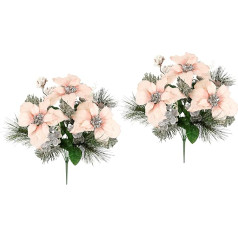 Artificial Flowers Bouquet Poinsettia Eucalyptus Berries Fir Branches Set of 2 45 cm Poinsettia Advent Star Artificial Christmas Bouquet X'Mas Christmas Decoration Flowers Flower Decoration Decorative