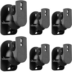 TNP 6 x Universal Speaker Wall Mount Brackets, Satellite Boxes Set, Tilting Swivel Ceiling Mount, Wall Mount for Audio Speakers, Home Theater, up to 5 kg, Black, 3 Pairs