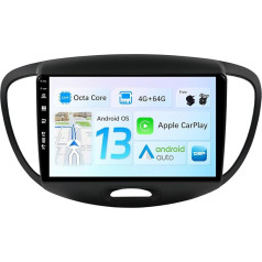 BXLIYER Android 13 IPS Car Radio Suitable for Hyundai I10 (2007-2013) - 4G+64G - Built-in DSP/Carplay/Android Car - LED Camera + Mic - 9 Inch 2 DIN - Steering Wheel Control WiFi DAB 360 Camera Fast