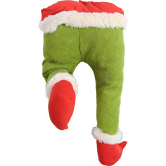 15.7 Inch Christmas Wreath, Christmas Thief Stole Grinch Hessian Pose-able Plush Legs for Christmas Decorations, Stuffed Legs Toy Doll for Christmas Tree Front Door Decor