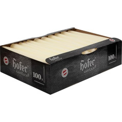Hofer Taper Candles - Ivory - 2.3 x 25 cm - Set of 100 Taper Candles - Long Burning Time 7 Hours - Unscented Table Candles - Drop-Free Candlestick Candles - RAL Quality Wax - Made in EU