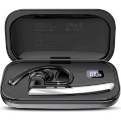 SKIUDCT V5.3 Bluetooth Headset, Wireless Hands-Free Headset with ENC Dual Mic, 120 Hours Playtime In-Ear Headset with LED Charging Box, Headset with Microphone for Mobile Phone/Trucker
