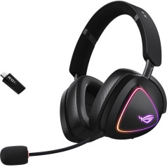 ASUS ROG Delta II Wireless RGB Gaming Headset (ROG SpeedNova, Bluetooth 2.4GHz, Wired 3.5mm Connector, 10mm Super Broadband Boom Microphone, DualFlow Audio, 110h Battery Life, Aura Sync)