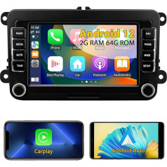 Car Radio with Wireless Carplay Android Car for Volkswagen Beetle Tiguan Passat Golf Polo Jetta Skoda Seat Android 13 7 Inch Car Radio Touchscreen Head Unit with GPS Navigation WiFi Bluetooth FM