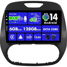 SXAUTO - Built-in 4G DAB - 6G + 128G - Android 13 Car Radio for Renault Kaptur Captur (2014-2019) - CarPlay Android Car - Camera + Mic - Dual Band WiFi Steering Wheel Control Bluetooth - QLED 9 Inch