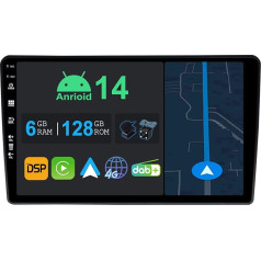 YUNTX 9 Inch Android 13 Car Radio with Sat Nav for Dacia Sandero/Duster/Logan/Captur/Lodgy| Octa Core | 6GB 128GB | Built-in 4G LTE | CarPlay & Android Car | DSP | DAB | QLED | Dual Band WiFi