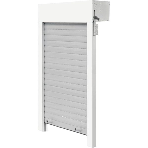 Schellenberg 20099 Complete Set PVC Mini Roller Shutter 120 x 140 cm White/Grey, Shutters Can Be Shortened in Height and Width, with Integrated EPS Insulation and Extensive Accessories for