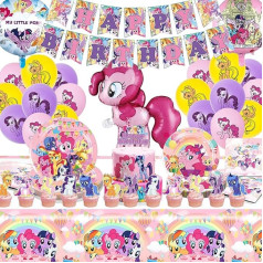 76th Birthday Decoration, Children's Birthday Decoration, Boys Girls Birthday Decorations, Party Supplies Set with Plates, Banner, Napkins, Balloons, Cake Topper, Foil Balloons