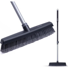 CLEANLY Indoor and Outdoor Broom with Telescopic Handle 115-142 cm, Street Broom with Handle, Garden Broom, Room Broom, Sweeping Broom - 35 cm Width - Black, Grey