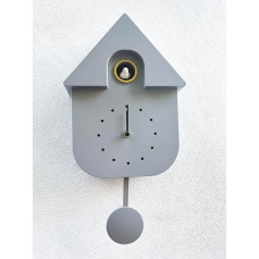 spring life Cuckoo Clock Wall Clock Chalet Style Modern Design with Bird Tweet Sound in 3 Colours (Grey)
