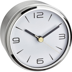 TFA Dostmann Camino 60.1036.55 Analogue Table Clock Modern Small Analogue Elegant Design Non-Slip Decorative Aluminium Silver 9.4 cm x 6.1 cm Silver