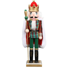 Roadtime Christmas Nutcracker Figure, Christmas Decoration, 38 cm Premium Wooden Nutcracker Doll, Classic Traditional Christmas Decoration (King)