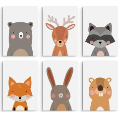 Hambient Poster for Children's Room - Pictures Baby Room Decoration, Boy, Girl - Wall Pictures, Children's Poster, Decoration - Set of 6 (30 x 40 cm - Without Frame, Jungle Wild Animals)
