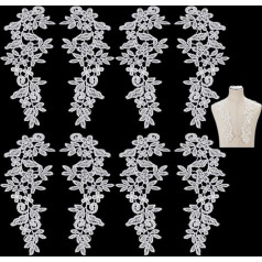 WEBEEDY 6 Pairs Lace Flower Embroidery Appliques White 3D Appliques Patches Sewing Edging Embellishments for DIY Dress, Wedding Dress, DIY Patch, Clothing, Craft Accessories