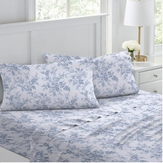 Laura Ashley Home - Queen Flat Sheet, Cotton Flannel Sheet Set, Brushed for Extra Softness and Comfort (Vanessa, Queen)