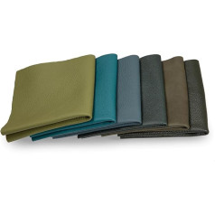 Leather Pieces - Various Leather Bundles in Various Green Shades, Leather Cut, Extra Large Pieces, High-Quality for Sewing, Leather Working, Crafts, Covering, Decoration, 0.5 kg - Minimum DIN A2