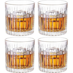 GLASKEY Whisky Glasses, 300 ml Lead-Free Crystal Glasses, Whiskey Glass Set of 4 for Drinking Bourbon, Cognac, Irish Whisky, Whisky Glass Gift Set for Men