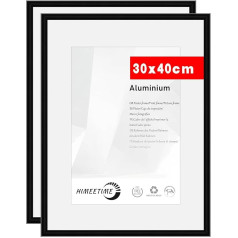 HIMEETIME Set of 2 Picture Frames 30 x 40 cm (Set of 2) Aluminium Black Matt, Shatterproof Acrylic Glass, for Photos and Pictures, Portrait and Landscape Format, Sturdy Back Panel