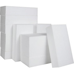 FWEEK Pack of 12 Foam Blocks, 20 x 10 x 5 cm, White Rectangular Foam Blocks, Polystyrene Blocks, Modelling Foam Block for Sculptures, Modeling, Crafts, Flower Arrangement