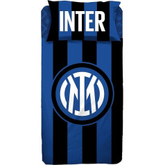Inter Hermet F.C Single Duvet Cover Set | New Logo | Official Product, 6391 673 I002, Black/Light Blue