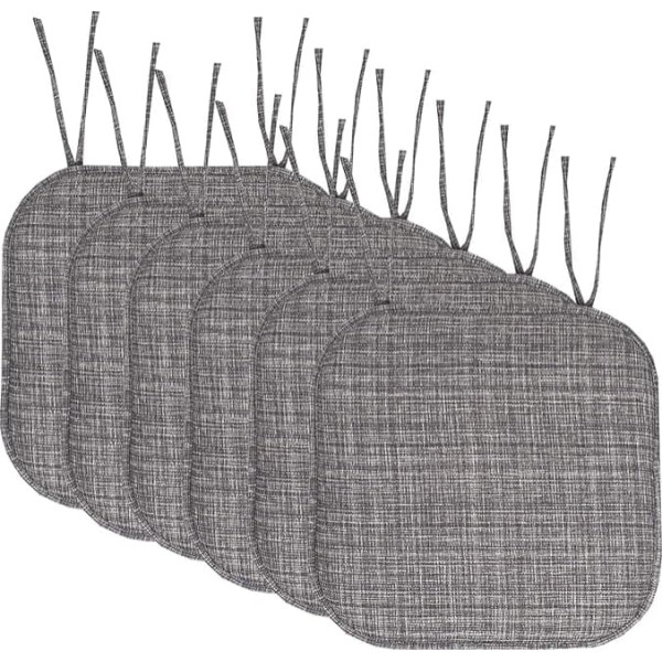 Sweet Home Collection Chair Cushions Memory Foam Pads with Ties Honeycomb Pattern Non-Slip Rubberized Back Rounded Square 16