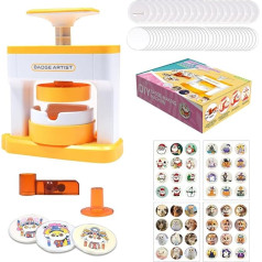 Button Maker Badge Machine, 55 mm (2.16 Inch) DIY Button Maker, Badge Maker Machine with 48 Plastic Button Parts and Circle Cutters for Personalised Decorations DIY Creation