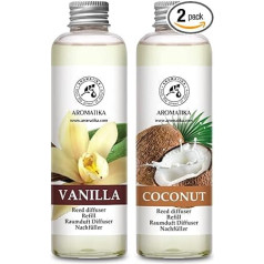 Room Fragrance Refill Bottle Vanilla and Coconut 2 x 200 ml - Refill for Fragrance Diffuser - Intensive Aroma Natural - Room Air Freshener for Home - Aroma Diffuser