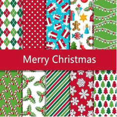 ISAKEN Pack of 10 Cotton Fabric with Christmas Pattern, Fabric Packs, Patchwork Fabrics Cotton for Sewing, Cotton Fabric Patchwork Fabric Package for Quilting, DIY, Crafts, Crafts (50 x 50 cm)