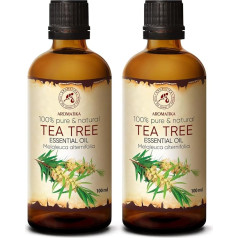 Tea Tree Oil 2 x 100 ml - Melaleuca Alternifolia - Australia - 100% Pure Essential Oil Tea Tree - Tea Tree Oil for Beauty - Relaxation - Massage - Diffuser - Oil Burner - Room Fragrance