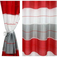 FK-Lampem AGV Set of 2 x Decorative Curtains with Eyelets / Semi-Transparent / 145 x 245 cm / Striped Colours