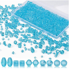 Glasperlen für Armbandherstellung, Kristallperlen, 4/6/8 mm, Seeblau, facettierte Perlen für Schmuckherstellung, Basteln, 800 Stück