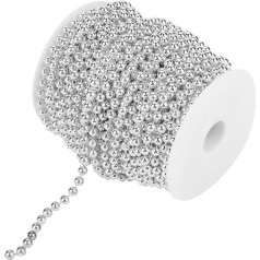 82 ft/25 m Pearl String, Pearl Garland, Pearl Necklace, Decorative Pearl Ribbon Trim for Wedding Party Supplies (Silver)