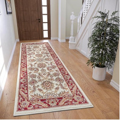 Hanse Home Reni Oriental Rug - Oriental Runner Classic Densely Woven with Ornaments and Flower Motifs Soft Short Pile for Bedroom, Dining Room, Living Room, Hallway - Cream Red, 80 x 240 cm