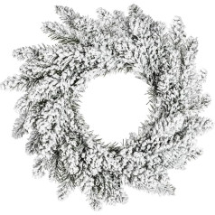 DecoKing Christmas Wreath, Advent Wreath, Christmas Decoration, Door Wreath, Table Wreath, Plastic Christmas Decoration, 50 cm, Spruce Anne with Artificial Snow