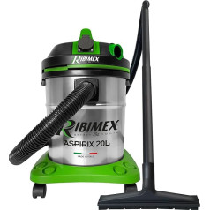 Ribimex Aspiri 20 L by PRASP20IT/PEX, RIBIMEX-PRASP20IT/PEX Suction Container for Solids and Liquids, 20 L-1200 W, Plastic and Metal, Green, Black, Steel, Con Presa