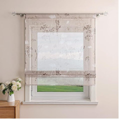 Delien Roman Blind Linen Look Transparent Roller Blinds Country House Kitchen Curtain Modern Roman Curtain with Floral Print 