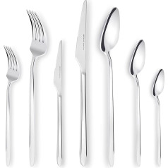 Karaca Stark 84 Pieces for 12 People, 316+ Premium, Cutlery Set Spoons, Cake Forks, Stainless Steel, Cutlery Set, Healthy and Hygienic, Modern Design