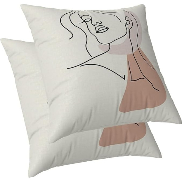 ggaimwf Abstract Square Linen Cushion Covers for Sofa Living Room Morocco Long Hair Woman Portrait Cushion Covers Bedroom Inner Cushion Cover with Invisible Zip 60 x 60 cm Set of 2