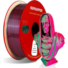 Reprapper Two Tone Coextrusion PLA Filament 1.75mm for 3D Printer and 3D Pen Multicolor Like Rainbow PLA 1kg Silk PLA Purple and Green