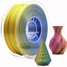 YUANEANG PLA 3D Printer Filament, Tri-Color Silk PLA Filament, Dimensional Accuracy +/- 0.03mm, 1kg Spool, 1.75mm, Red, Blue, Yellow