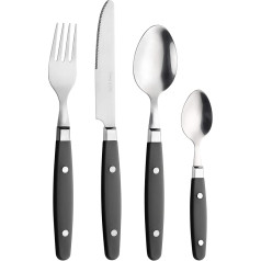 Pintinox Country Series 24 Piece Cutlery Set 18/0 Stainless Steel Nickel Free Plastic Handles Black with Gift Box