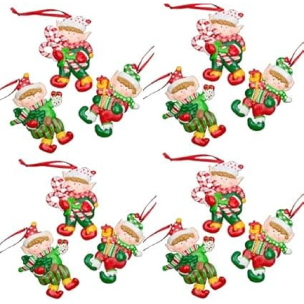 Christmas Tree Hanging Decorations Elf Holding Gifts Candy Christmas Tree Wall Decoration 12 Pieces Set