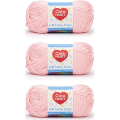 Red Heart Soft Baby Steps Baby Steps Baby Pink Yarn 3 Packs of 5oz Acrylic, 4 Medium (Worsted Yarn) - 250 Metres - Knitting/Crochet