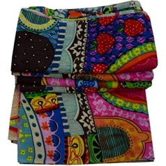 The Textiles Indian Hand Block Floral Print Cotton Fabric, Multi-Colour, 5 Metres