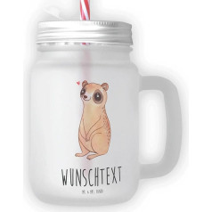 Mr. & Mrs. Panda Personalised Drinking Glass Mason Jar Plumplori Happy - Personalised Gifts, Cute, Personalised Glass