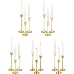 15 Packs Brass Gold Metal Candle Holders Vintage Modern Candle Holders for Home Decoration Table Mantle Wedding Candlelight Dinner Anniversary Decorating