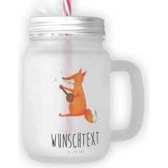 Mr. & Mrs. Panda Personalised Tumbler Mason Jar Fox Guitar - Personalised Gifts, Music, Foxes, Singer, Musician, Happy